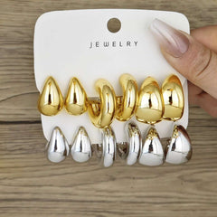 Huitich A - Express Chunky Gold Hoop Earrings Set Stylish Jewelry - Mumzar
