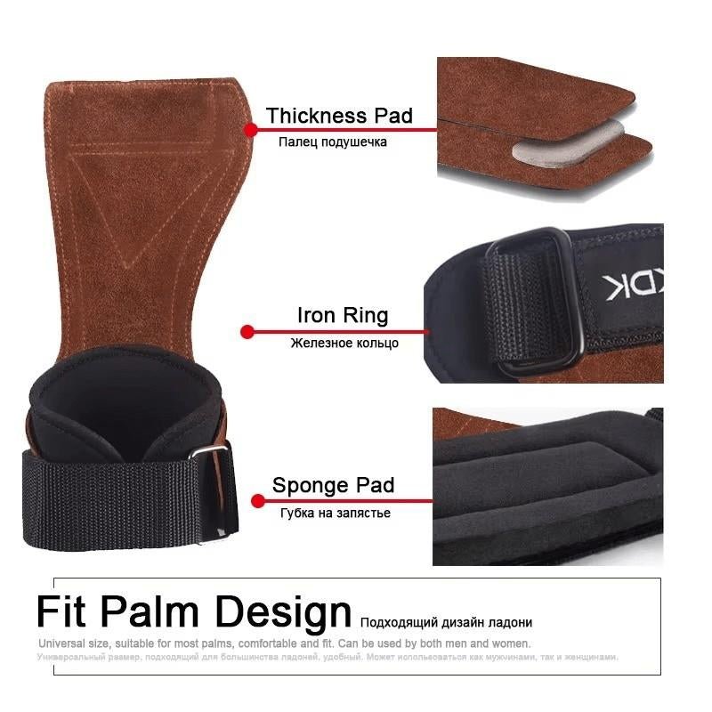 Huitich A - Express Cowhide Gym Grips with Wrist Wraps - Mumzar