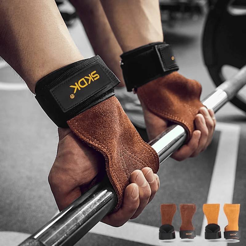 Huitich A - Express Cowhide Gym Grips with Wrist Wraps - Mumzar