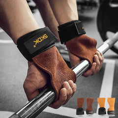 Huitich A - Express Cowhide Gym Grips with Wrist Wraps - Mumzar