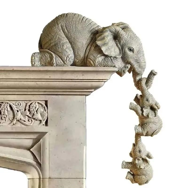 Huitich A - Express Elephant Family Figurines Set 3 Pcs Resin Decor - Mumzar