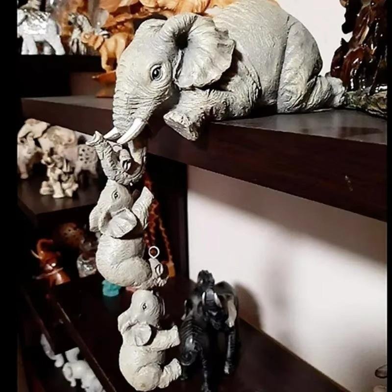 Huitich A - Express Elephant Family Figurines Set 3 Pcs Resin Decor - Mumzar