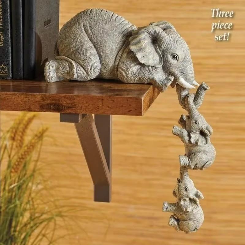 Huitich A - Express Elephant Family Figurines Set 3 Pcs Resin Decor - Mumzar