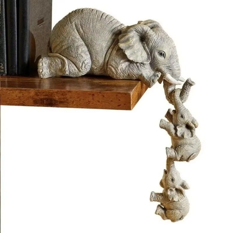 Huitich A - Express Elephant Family Figurines Set 3 Pcs Resin Decor - Mumzar