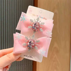 Huitich A - Express Elsa Hair Clips for Toddlers 2Pcs Bow Set - Mumzar