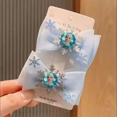 Huitich A - Express Elsa Hair Clips for Toddlers 2Pcs Bow Set - Mumzar