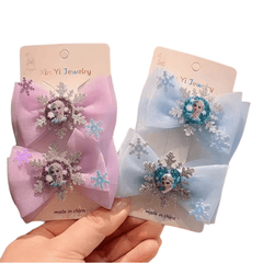 Huitich A - Express Elsa Hair Clips for Toddlers 2Pcs Bow Set - Mumzar