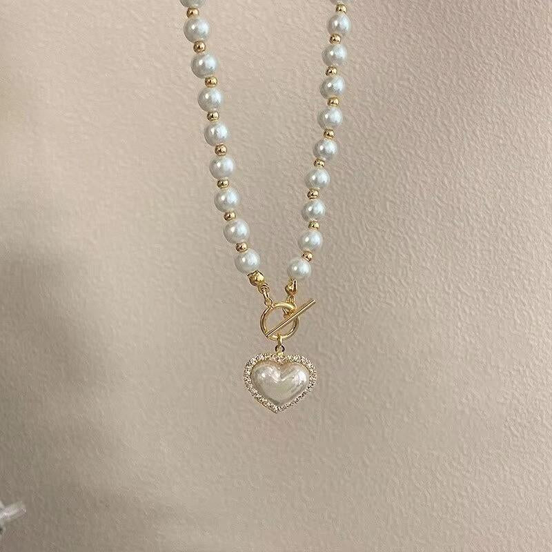 Huitich A - Express Fashion Pearl Choker with Heart Charm - Mumzar