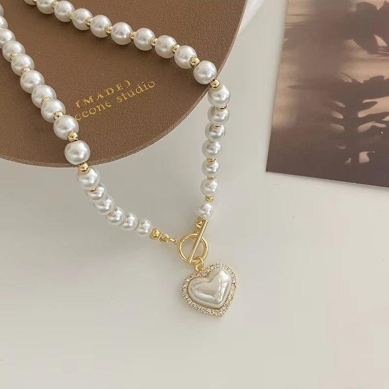 Huitich A - Express Fashion Pearl Choker with Heart Charm - Mumzar