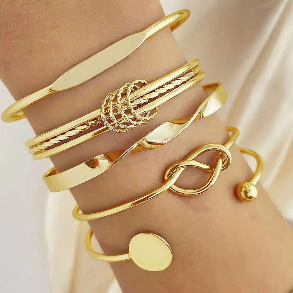 Huitich A - Express Gold Multilayer Bangles Set Elegant Jewelry - Mumzar