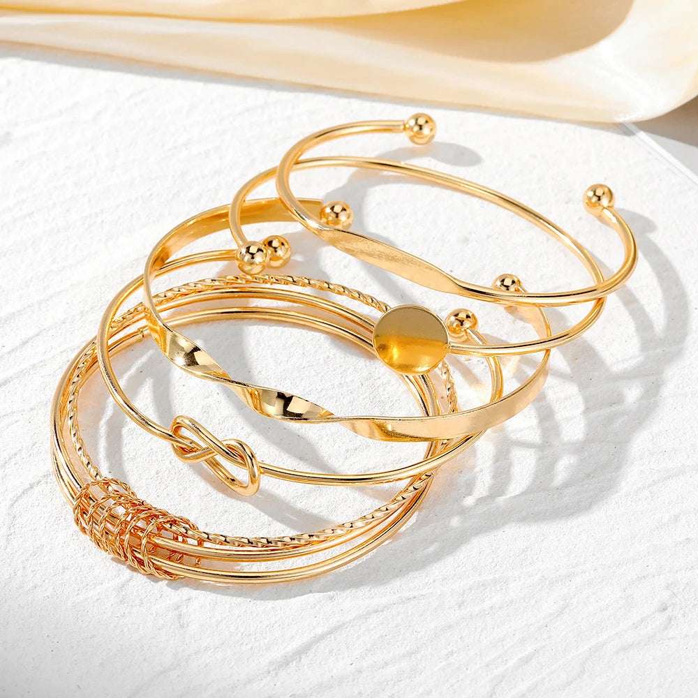 Huitich A - Express Gold Multilayer Bangles Set Elegant Jewelry - Mumzar