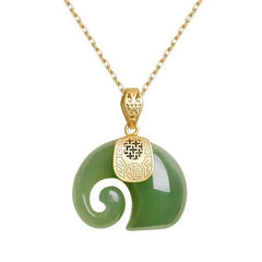 Huitich A - Express Hetian Jade Elephant Necklace 18K Gold - Mumzar