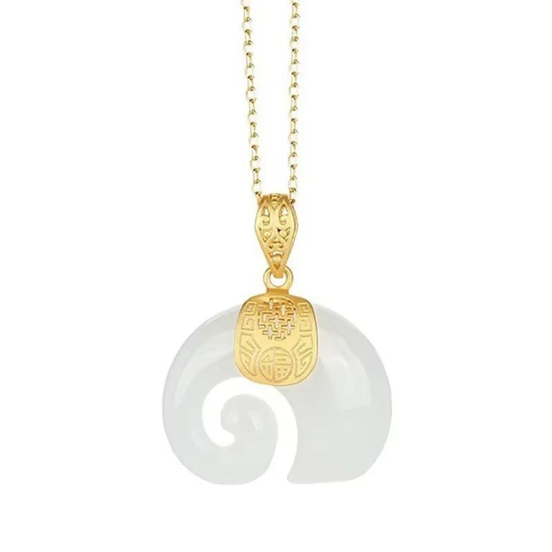 Huitich A - Express Hetian Jade Elephant Necklace 18K Gold - Mumzar