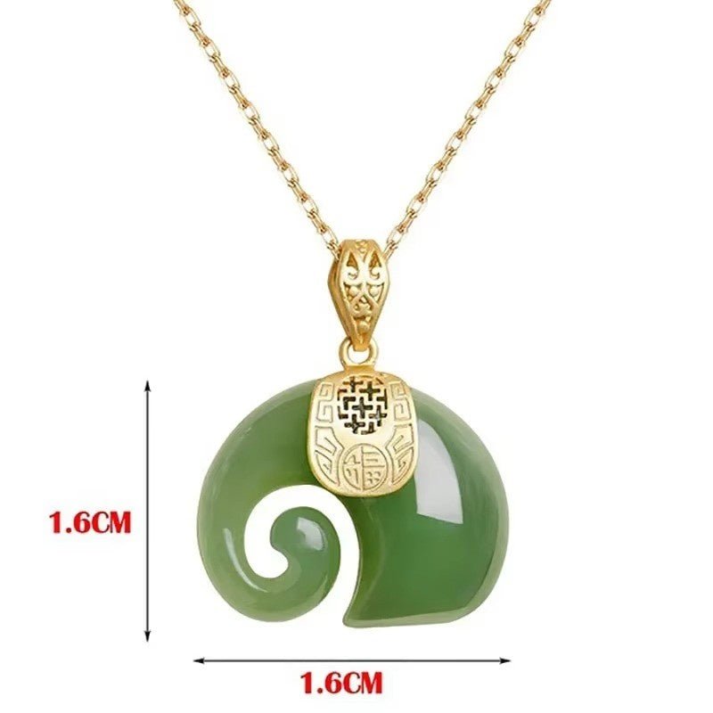 Huitich A - Express Hetian Jade Elephant Necklace 18K Gold - Mumzar
