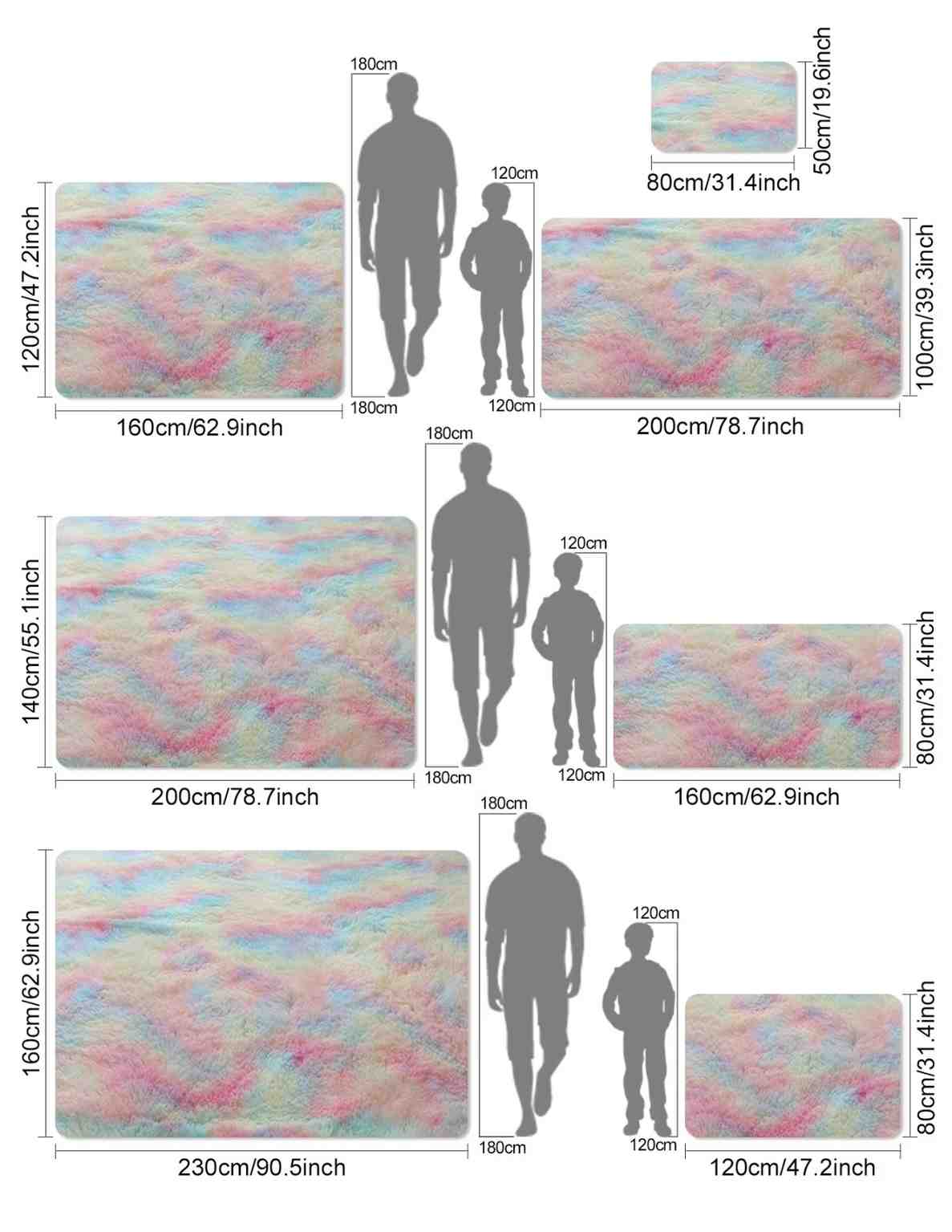 Huitich A - Express Kids Rainbow Carpet Soft Plush Rug - Mumzar
