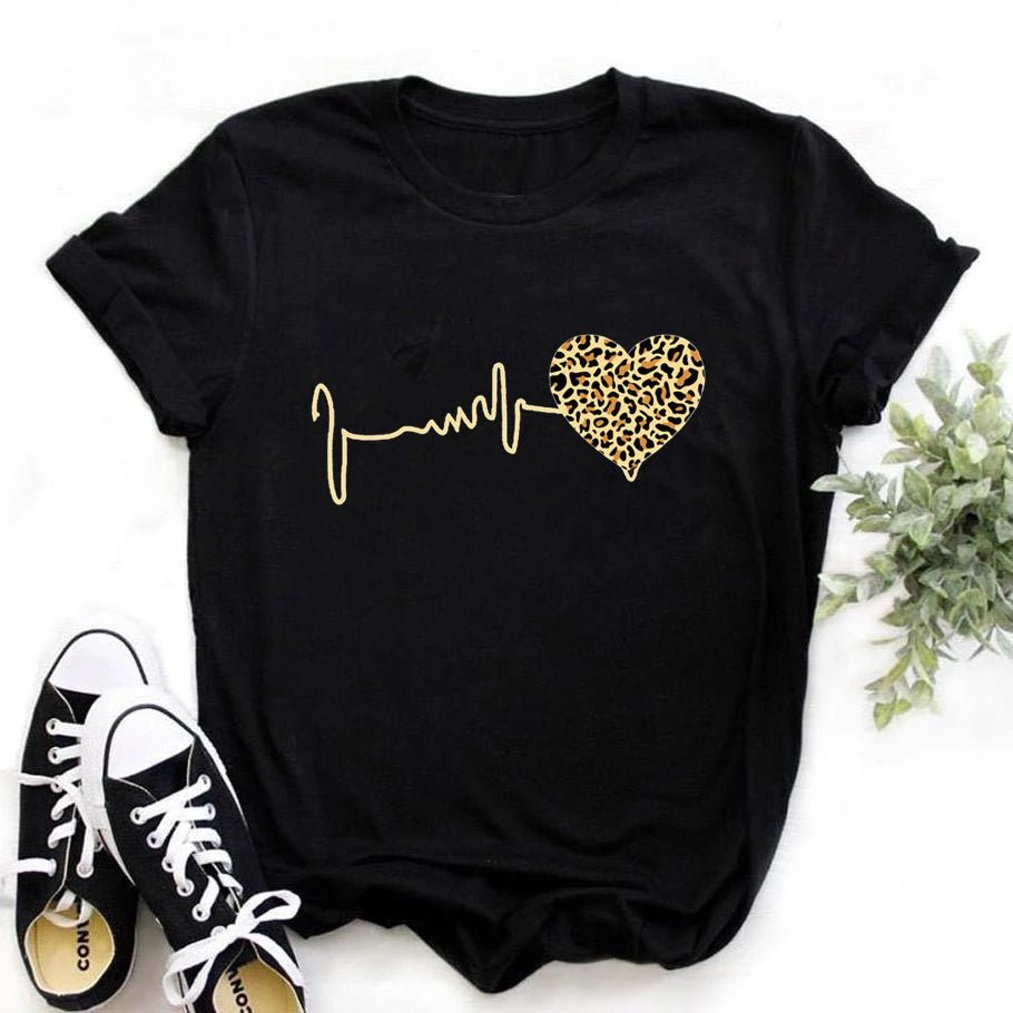 Huitich A - Express Leopard Heart Short Sleeve Shirt - Mumzar