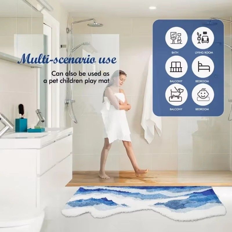 Huitich A - Express Ocean Wave Bathroom Rug VIKAMA Upgraded Material - Mumzar