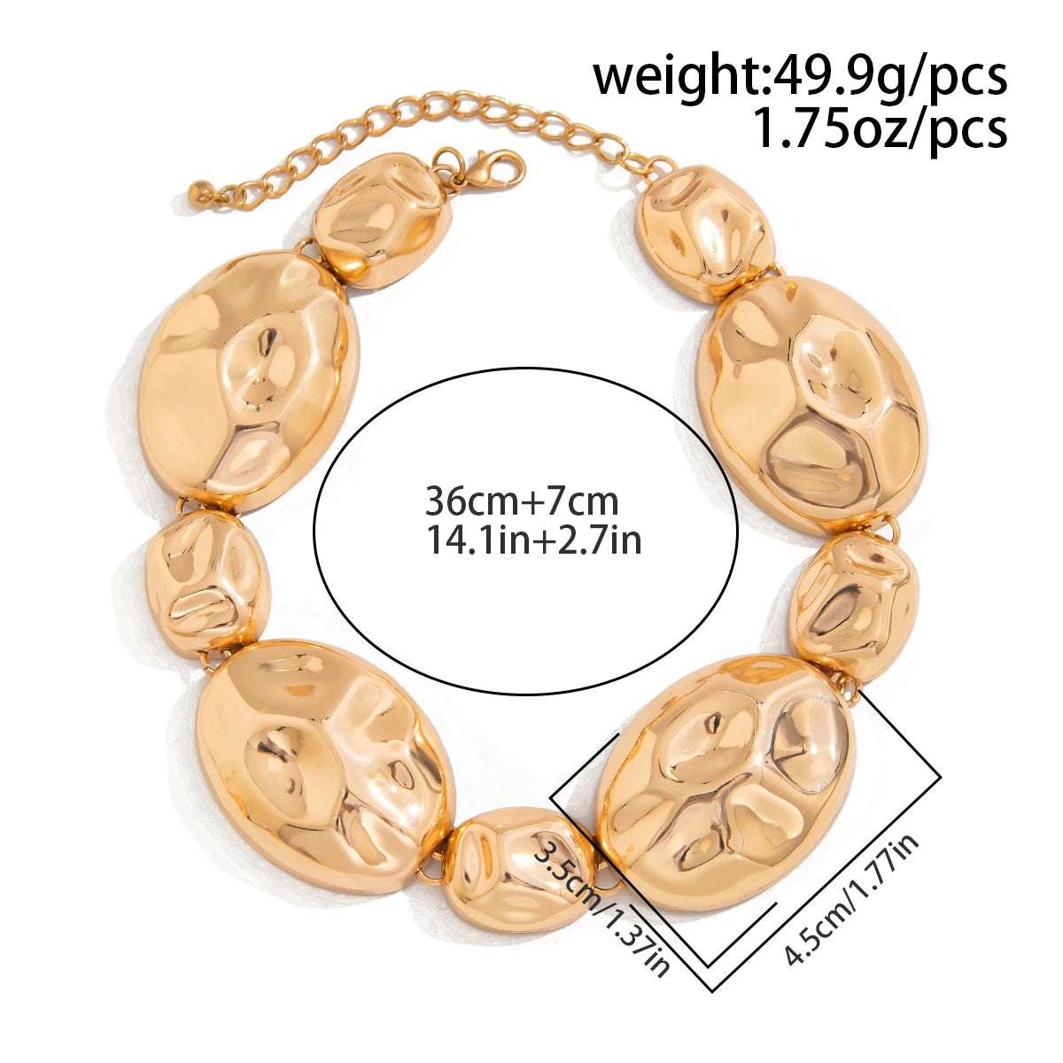 Huitich A - Express Oval Metal Bracelet and Necklace Combo - Mumzar