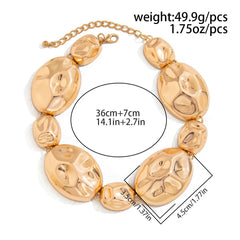 Huitich A - Express Oval Metal Bracelet and Necklace Combo - Mumzar