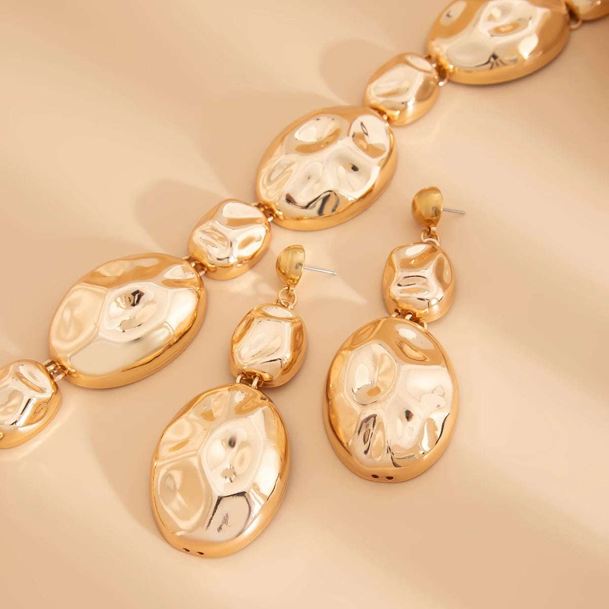 Huitich A - Express Oval Metal Bracelet and Necklace Combo - Mumzar