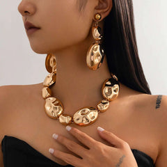 Huitich A - Express Oval Metal Bracelet and Necklace Combo - Mumzar