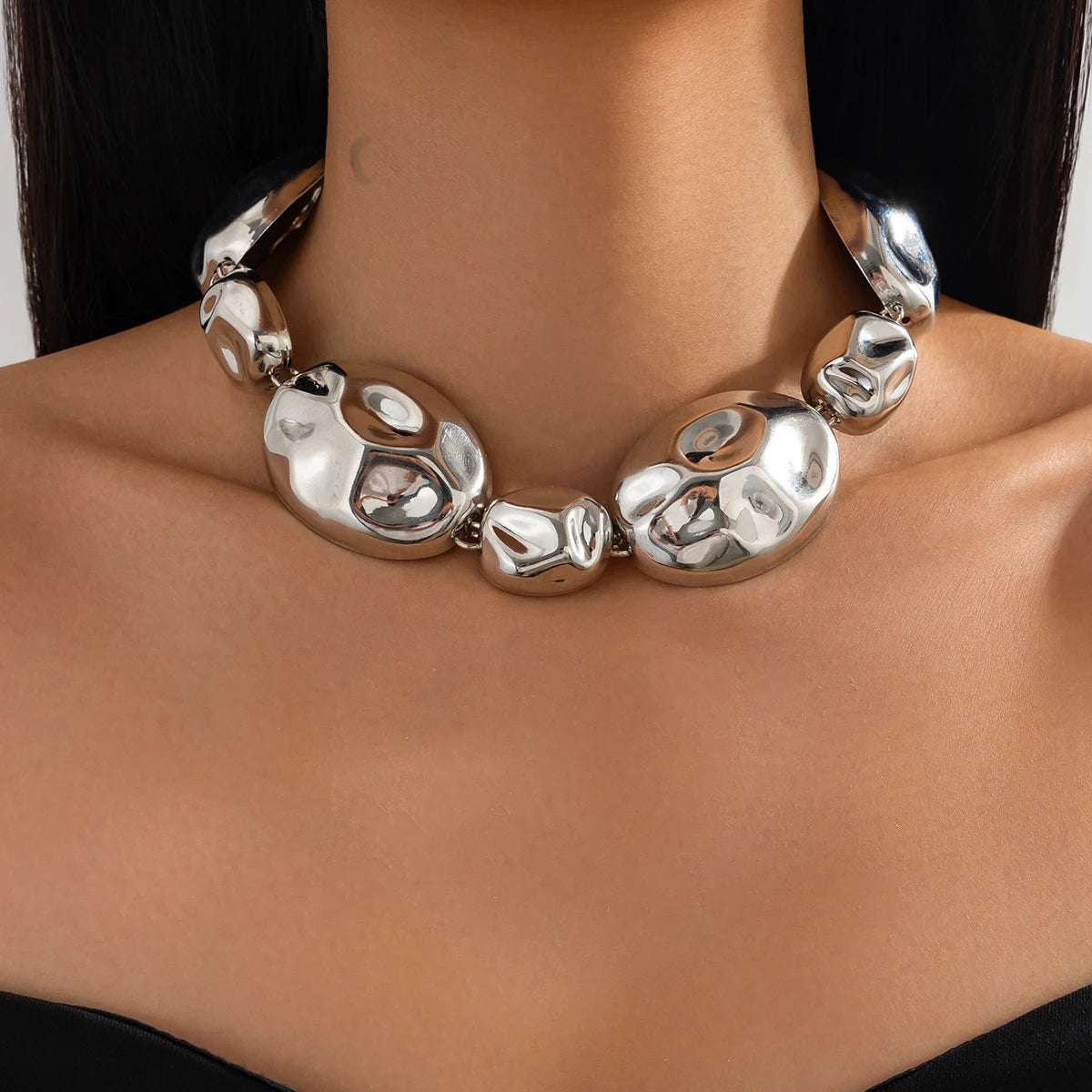 Huitich A - Express Oval Metal Bracelet and Necklace Combo - Mumzar