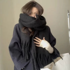 Huitich A - Express Soft Mohair Tassel Wrap Winter Scarf - Mumzar