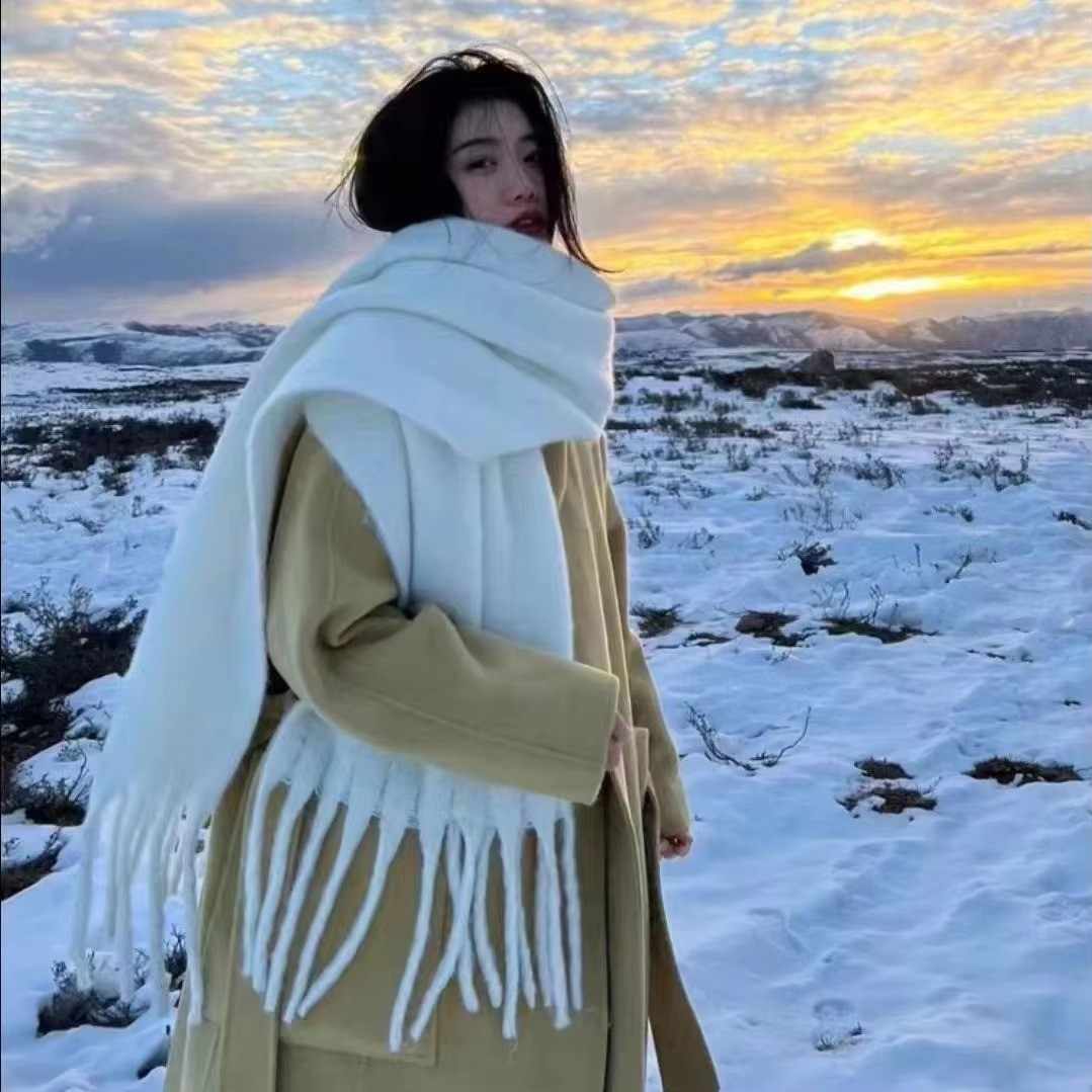 Huitich A - Express Soft Mohair Tassel Wrap Winter Scarf - Mumzar