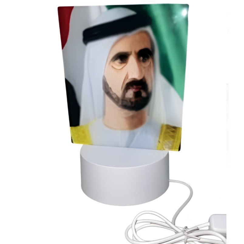 Huitich Acrylic Face Lamp of UAE Sheikh with LED Base - Mumzar