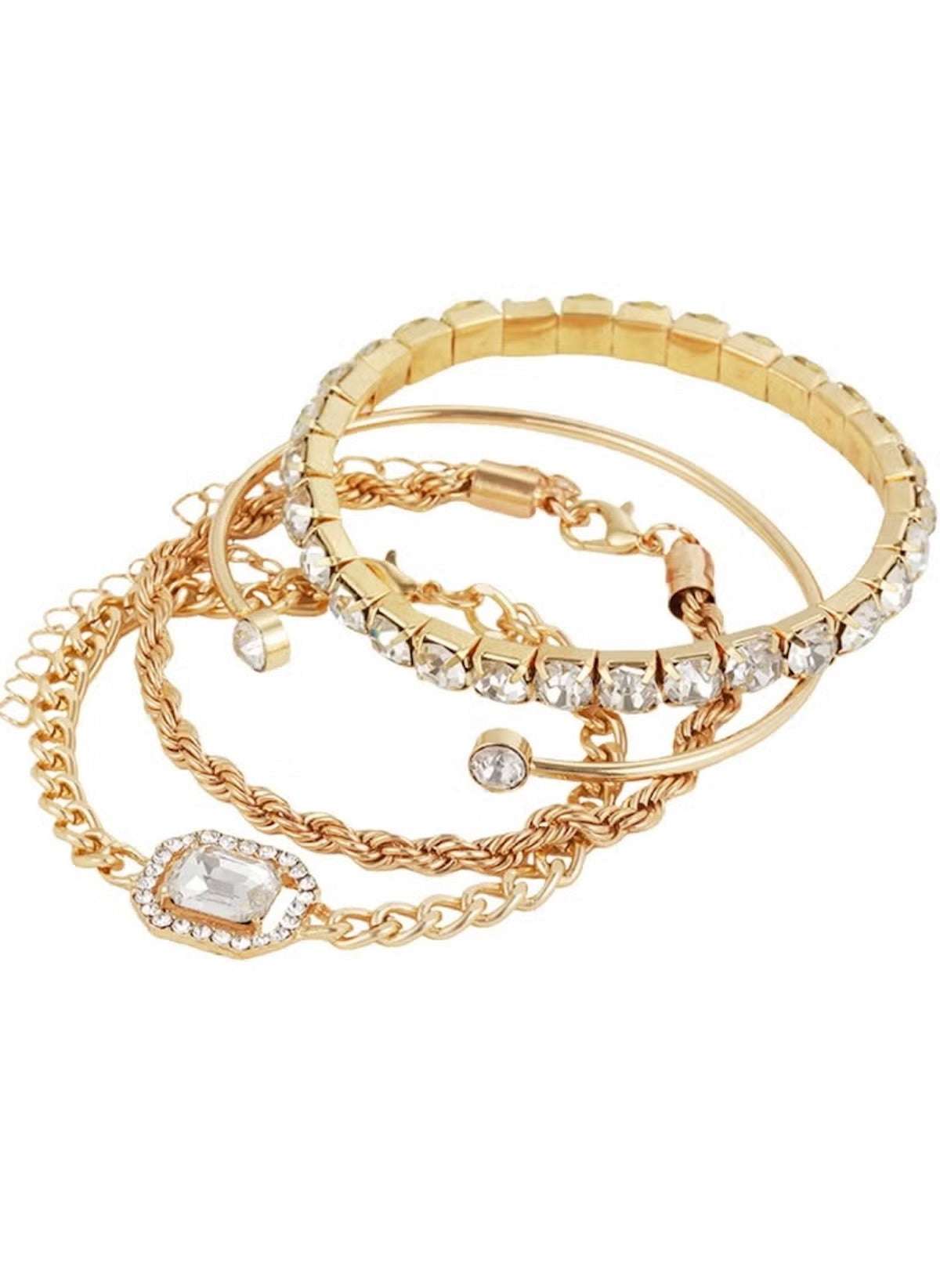 Huitich Adjustable Gold colour Bracelets for Women with Crystals - Mumzar
