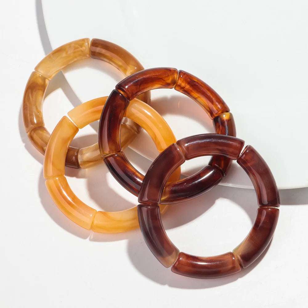 Huitich Amber Resin Bamboo Bracelet Set - Mumzar