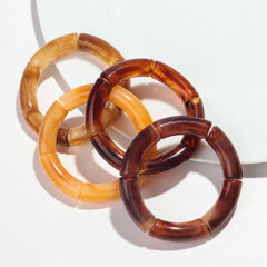 Huitich Amber Resin Bamboo Bracelet Set - Mumzar