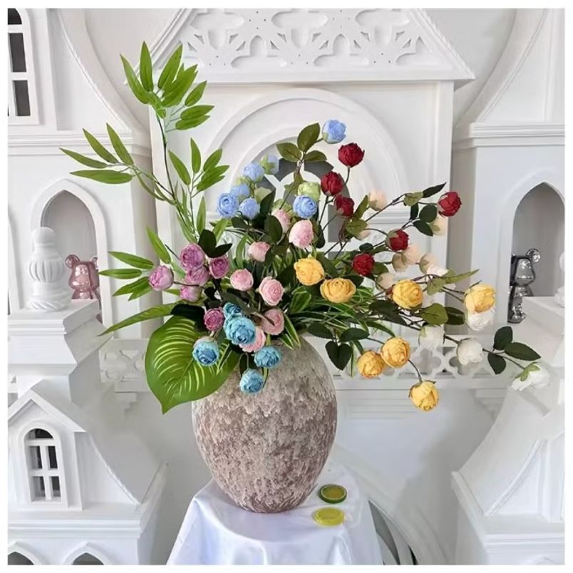 Huitich Artificial Champagne Roses Elegant Faux Flowers - Mumzar