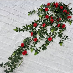 Huitich Artificial Rose Wall Hanging with Lush Green Leaves - Mumzar
