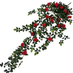 Huitich Artificial Rose Wall Hanging with Lush Green Leaves - Mumzar