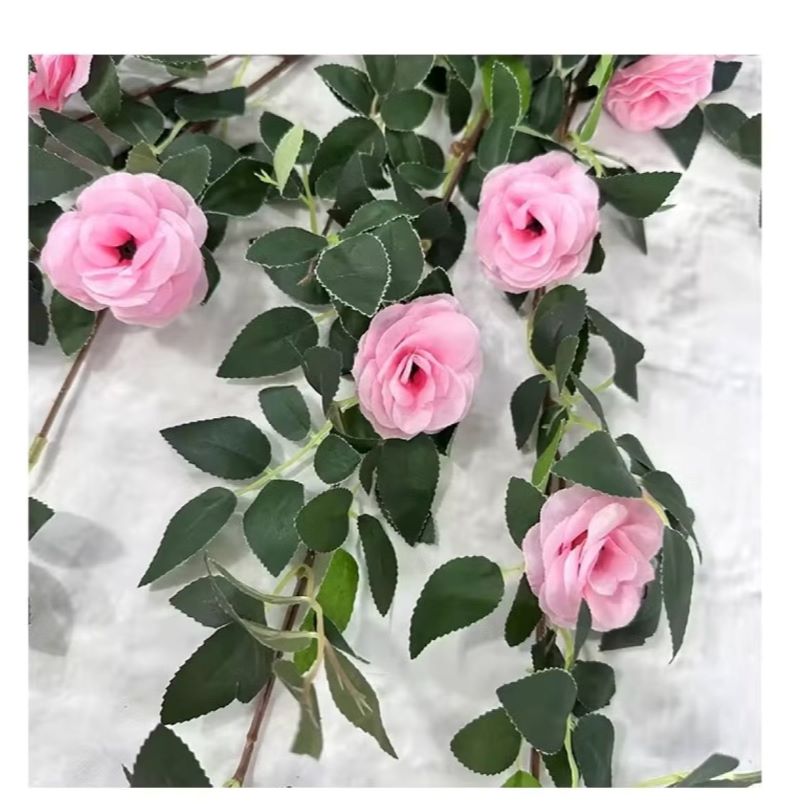 Huitich Artificial Rose Wall Hanging with Lush Green Leaves - Mumzar