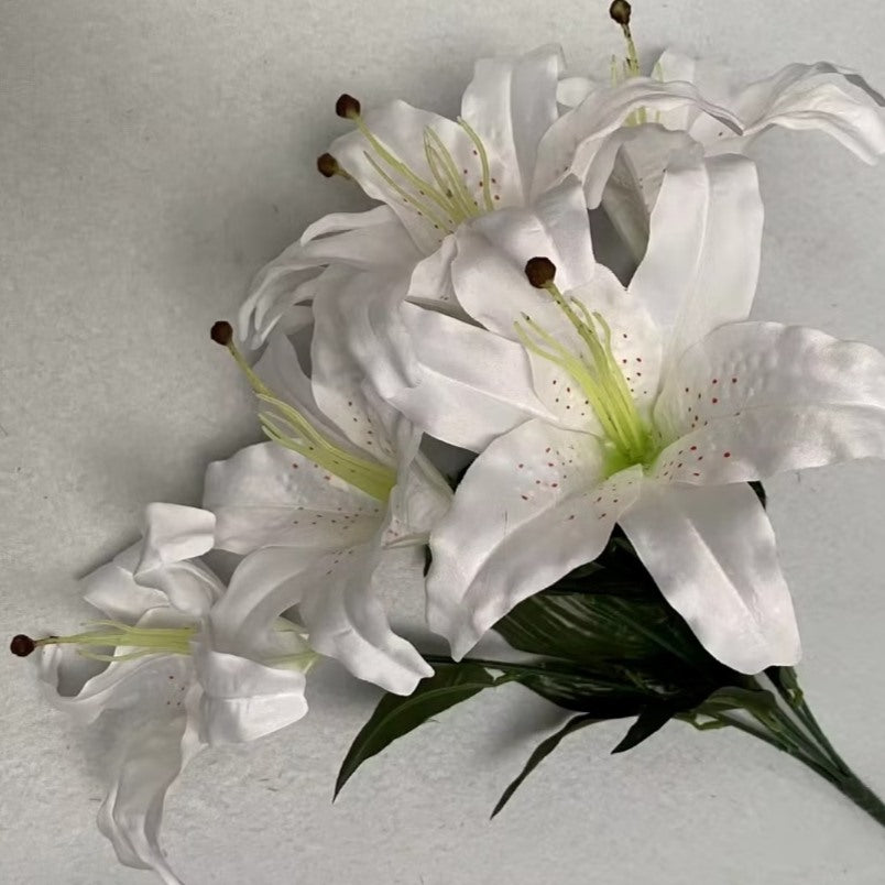Huitich Artificial White Orchid and Lily Bouquet - Mumzar
