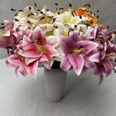 Huitich Artificial White Orchid and Lily Bouquet - Mumzar