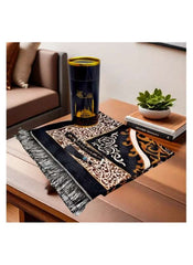 Huitich Black Embroidered Prayer Mat Set with Tasbih - Mumzar