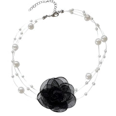 Huitich Black Rose Pearl Choker Necklace Elegant Design - Mumzar
