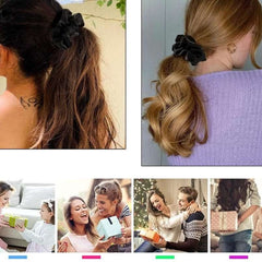 Huitich Black Silk Hair Scrunchie Smooth & Gentle - Mumzar