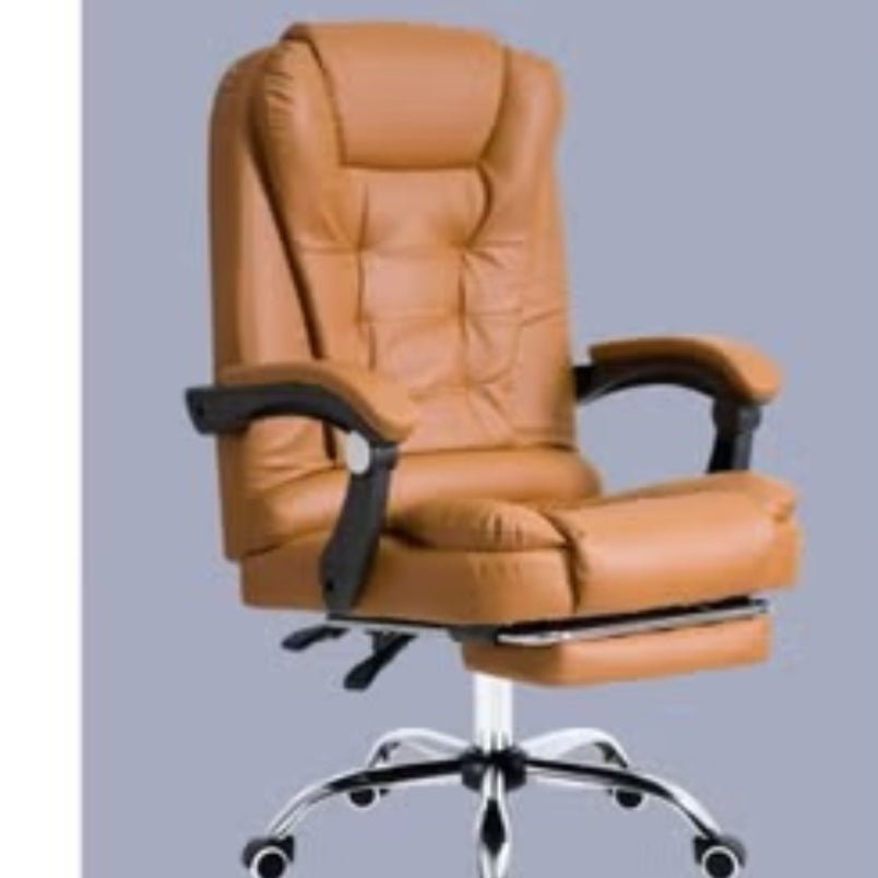 Huitich Brown Leather Office Chair with Recliner Footrest - Mumzar
