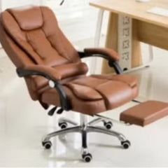 Huitich Brown Leather Office Chair with Recliner Footrest - Mumzar