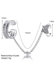 Huitich Butterfly Charm Double Ring with Crystals - Mumzar
