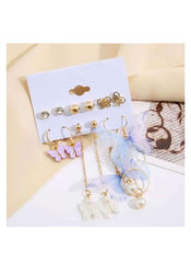 huitich Butterfly Pearl Dangle Earrings Set Elegant Jewelry - Mumzar