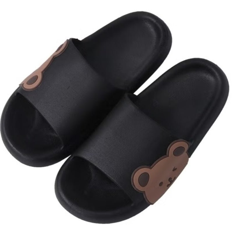 Huitich Comfortable Black Slides Size 38 39 with Bear Design - Mumzar