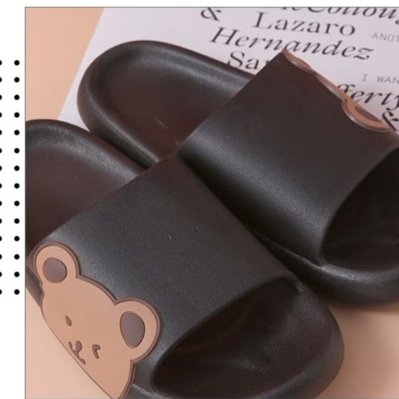Huitich Comfortable Black Slides Size 38 39 with Bear Design - Mumzar