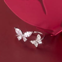 Huitich Crystal Butterfly Ring Elegant Silver Jewelry - Mumzar