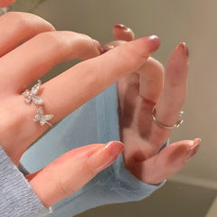 Huitich Crystal Butterfly Ring Elegant Silver Jewelry - Mumzar