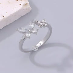 Huitich Crystal Butterfly Ring Elegant Silver Jewelry - Mumzar